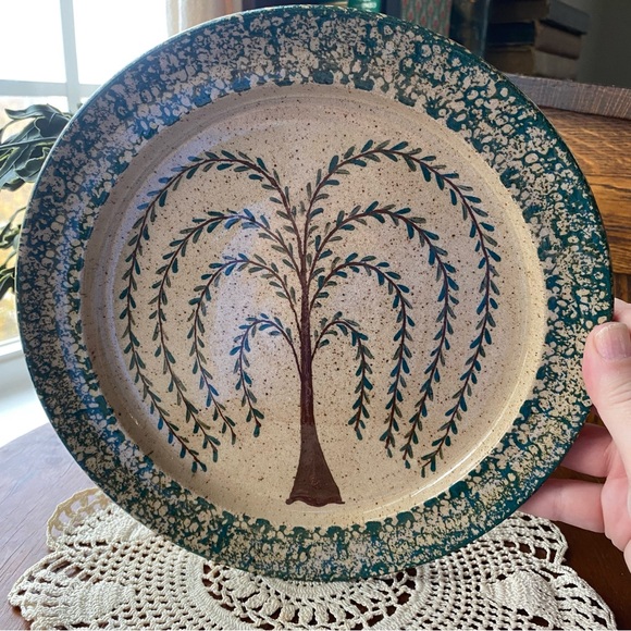 Handcrafted Ceramic Plate with Tree Design - Picture 2 of 9